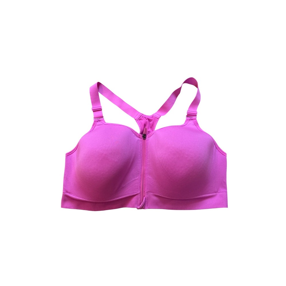 Pink Active Sports Bra Women Pink Front Zip High Impact Racerback‎ SIZE XXL